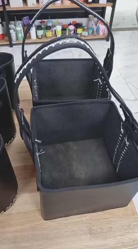 CESTA DE CUERO CUADRADA
