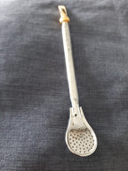 Bombilla de Alpaca recta con punta dorada